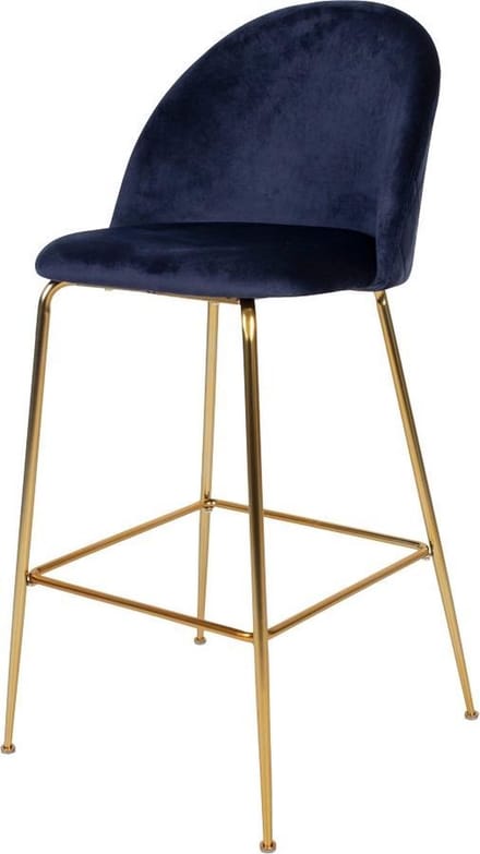 Artichok Aniek barkruk velvet blauw - gouden onderstel - 77 cm