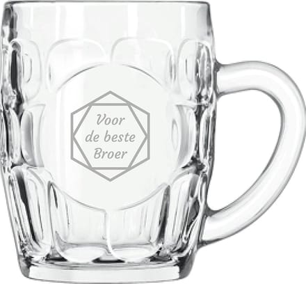 Gegraveerde Bierpul 55cl voor de beste Broer in hexagon