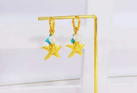 Ooring met ster 4977 Staal rvs unisex