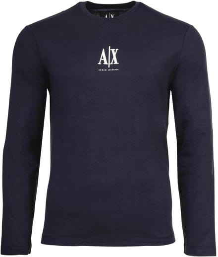 Printed Long Sleeve Round Neck Knitwear - Blue Shirts