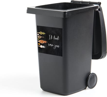Container sticker Ik kook van jou - Partner - Quotes - Spreuken - Kruiden - 40x40 cm - Kliko sticker