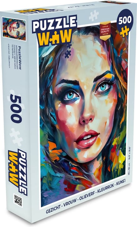 Puzzel Gezicht - Vrouw - Olieverf - Kleurrijk - Kunst - Legpuzzel - Puzzel 500 stukjes