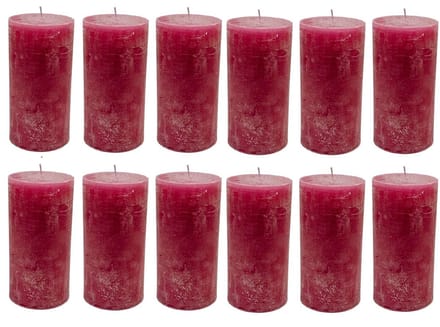 Stompkaars - stompkaars | pink | ø10x20 cm - roze - ø10x20x set van 12 stuks in doos