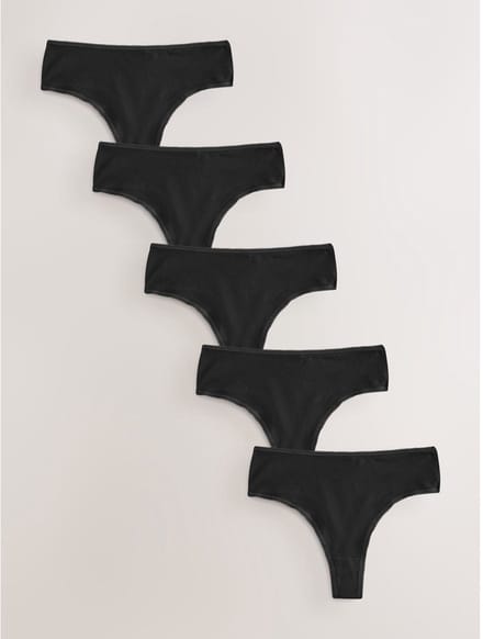 Next - Dames - Set van 5 slips met hoog katoengehalte - Zwart