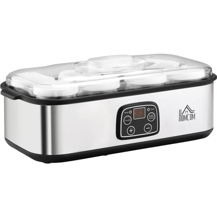 Homcom Yoghurtmaker Capaciteit 1,44L met 8 potten 180 ml timer en thermostaat