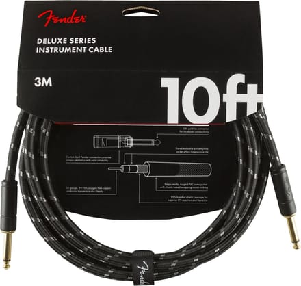 Fender Gitaarkabel Deluxe Series Black Tweed 3 Meter 0990820092