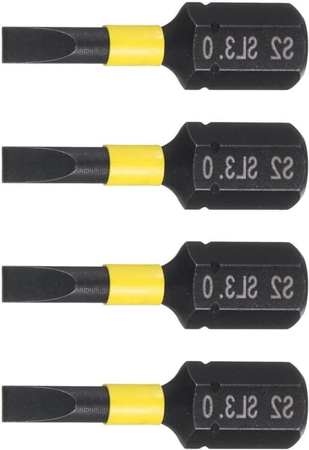 Schroevendraaier Bits - Platte Kop Bits - Mechanisch Onderhoud - Magnetische Grip - 4 Stuks 25mm - Zwart