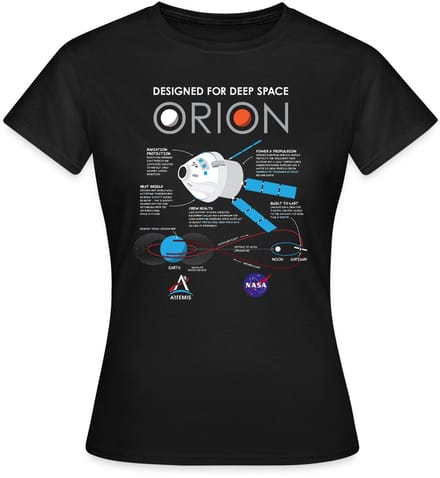 NASA Ontwerpkenmerken van het Orion-ruimtevaartuig T-Shirt Dames