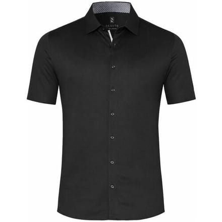 Desoto Overhemd Solid Color Short Sleeve Casual Kent Zwart / male