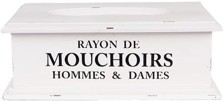 Clayre & Eef Tissue Box 28x16x10 cm Wit Hout