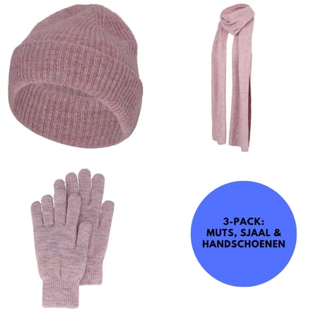 Winterset Dames - Handschoenen/Muts/Sjaal - One Size - Paars
