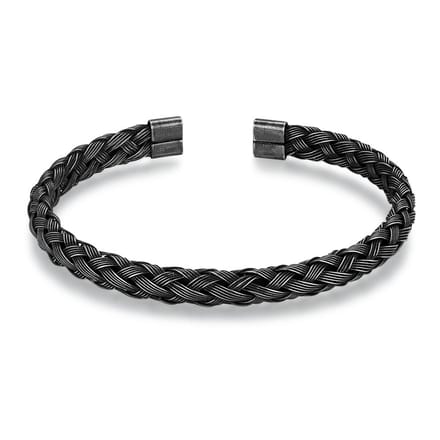 Twice As Nice Armband in edelstaal, grijze bangle 7cm