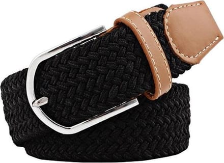 Fako Fashion® - Elastische Riem - Canvas - Elastisch - Gevlochten - 105cm - Zwart