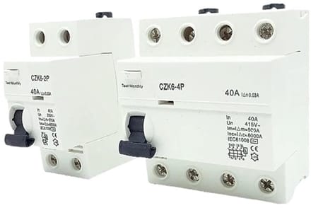 Aardlekschakelaar - Reststroomschakelaar - Veilige Stroomkring - Automatische Uitschakeling - 2P 16A 10mA - Grijs