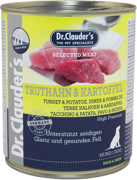 Dr Clauder's Best Choice Geselecteerd vlees 6x800g - Kalkoen & Aardappel