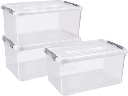 Curver Handy+ Opbergbox - 50L - 3 stuks - Transparant met deksel