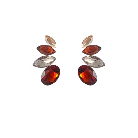 Go Dutch Label Oorknoppen Half Flower Stone Stud Goud Bruin