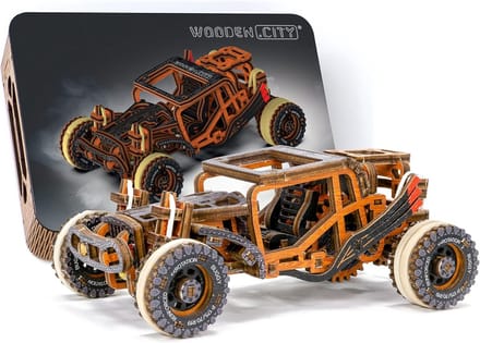 Houten Model Buggy - 3D Puzzel - Creatieve Hobby - Beperkte Editie - 15.1 cm - Houtkleur