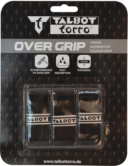 Schildkröt badminton overgrip racket grip tape set 3 stuks zwart.