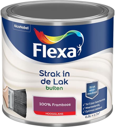Flexa - Strak In De Lak Buitenlak Hoogglans - 100% Framboos - Mengverf - 500 Ml