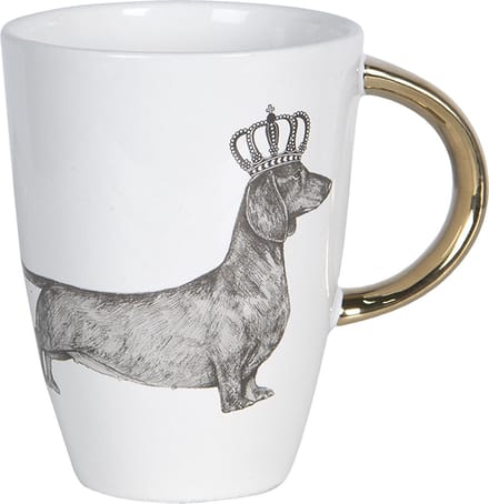 Clayre & Eef Mok 200 ml Wit Keramiek Rond Hond Theemok