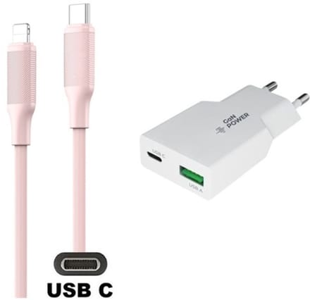 20W snellader met 2 poorten + 1,0m USB C naar Lightning kabel. Universele PD PPS lader. GAN oplader adapter past op Apple iPhone SE 2, iPhone 8, 8 Plus, iPhone 10, iPhone X, iPhone XR, iPhone XS, iPhone XS Max