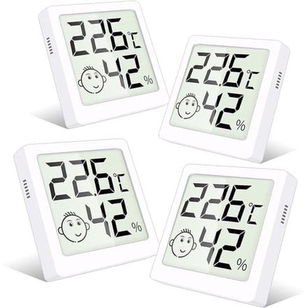Hygrometer en Temperatuurmeter voor Binnen - 4 Stuks met Smiley Indicator
