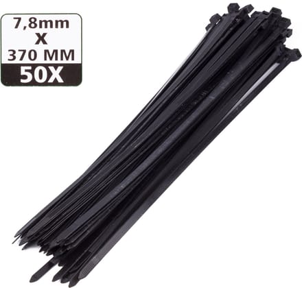 Hofftech Kabelbinders - UV-bestendig - Sterk en duurzaam - 370 mm - Zwart - 50 stuks