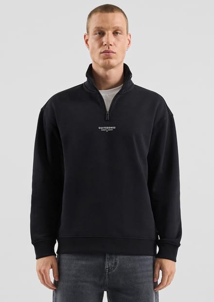 Hoge kraag zip sweatshirt met voorbedrukking QS