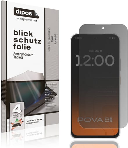 dipos – Matte Privacy Screenprotector geschikt voor Tecno Pova 8 5G | Anti-Spy Beschermfolie