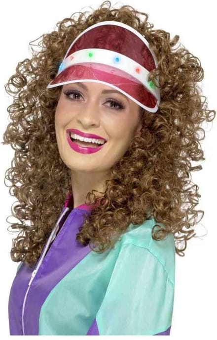 Smiffys - 80s Light Up Visor Kostuum Pet - Roze