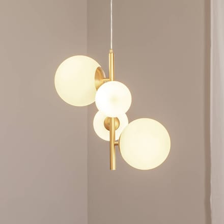 ALDEX Hanglamp Joel, messing/wit, 4-lamps