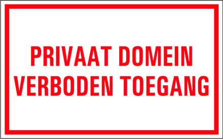 Privaat domein tekstbord - kunststof 400 x 250 mm