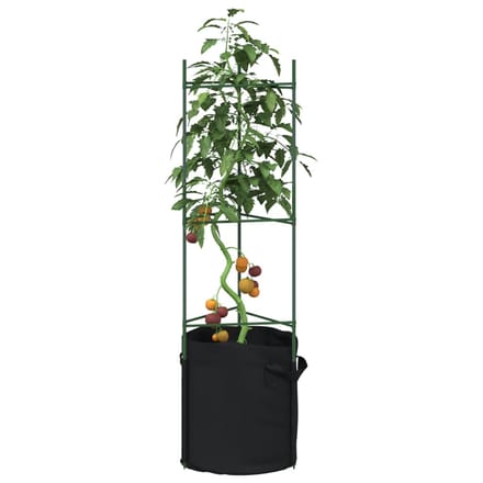 vidaXL - Tomatenkooien - met - plantenzak - 4 - st - 116 - cm - staal - en - polypropeen