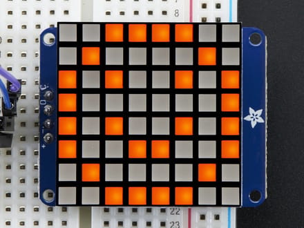 8x8 Ultra Bright Square Amber LED Matrix + Backpack Adafruit 1854