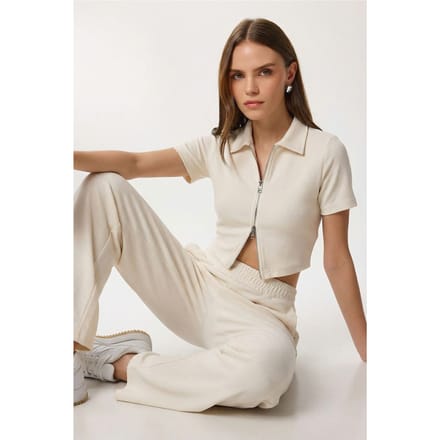 Hoge Taille Wijde Pijpen Broek & Jas Co-ord Set