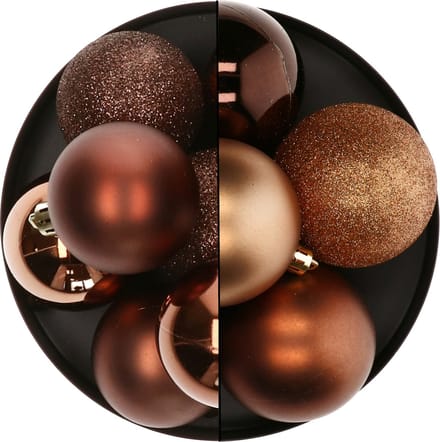 Atmosphera Kerstballen - 13x st - brons - 5 en 7 cm - kunststof - kers
