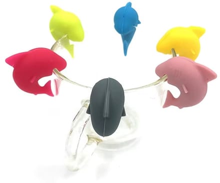 Actie4you® - Glasmarkers - Haai - Siliconen - 6 Stuks