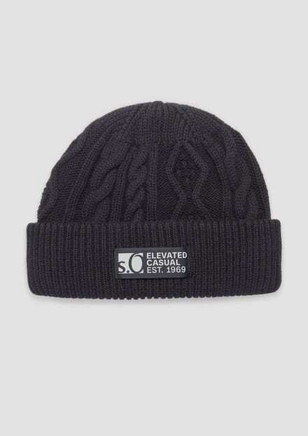 s.Oliver - male - Gebreide muts met kabelpatroon en fleecevoering