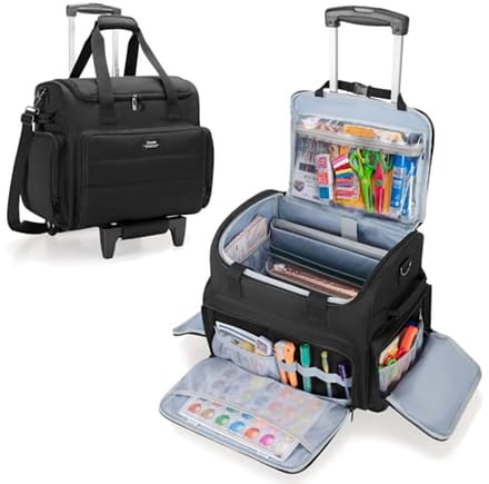 Rolling Scrapbook Bag with Laptop Sleeve - Perfect for Craft Supplies