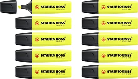 STABILO BOSS ORIGINAL - Markeerstift - Hoogste Kwaliteit - Geel - Doos 10 stuks