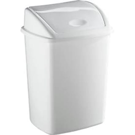 Afvalbak met Swingdeksel - B  310 x D 400 x H 680 mm - 50 liter - wit