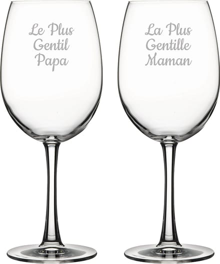 Rode wijnglas gegraveerd - 58cl - Le Plus Gentil Papa & La Plus Gentille Maman