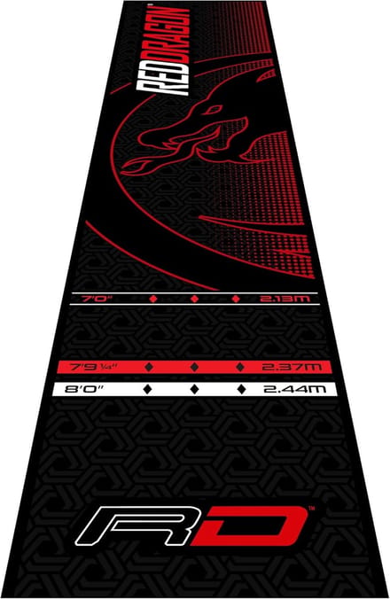 Dartmat - Oche mat - Darts spelen - Zachte demping - 300x60 cm - Rood