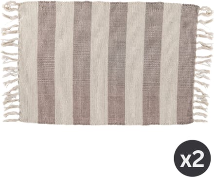 Gestreept tapijt IVAR met franjes - SET/2 – 50x80 cm, taupe