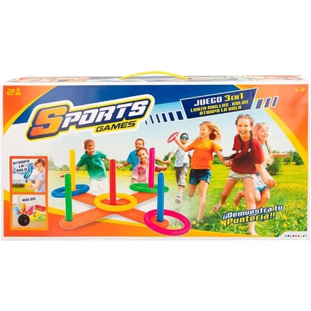 Set van 3 multi-sportspellen voor buiten: ringen, bowling, ballenvanger Alpino