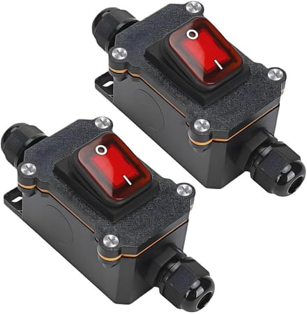 Waterdichte inline schakelaar set 12V DC 30A - DPST drukknop