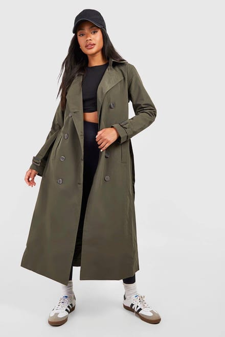 boohoo Dames Gordelde Trenchcoat | Kaki | Maat: 36
