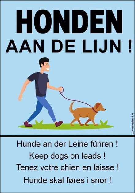 CombiCraft bord Honden aan de lijn, honden aangelijnd - 21x30cm