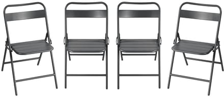 sweeek - Set van 4 opklapbare tuinstoelen metaal - amélia